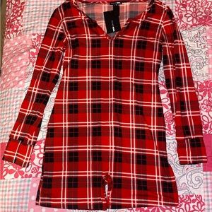 Fashion Nova Holiday Spirit Plaid Sleep Romper